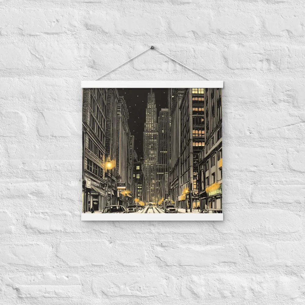 Whispers of the Night City | Poster With White Wood Hanger | 16″×16″