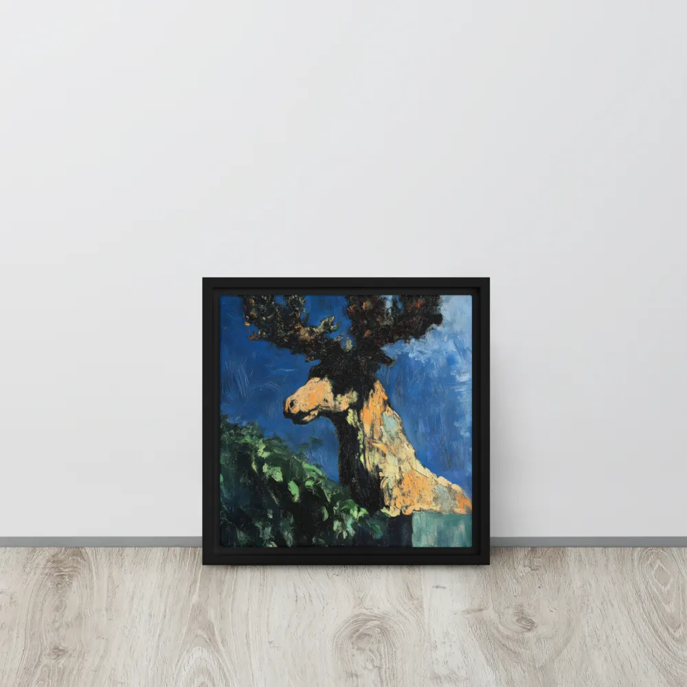 The Majestic Deer in Nature | Canvas with Black Frame | 12″×12″