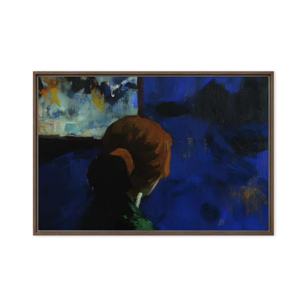 Contemplation Under the Night Sky | Canvas with Brown Frame | 24″×36″