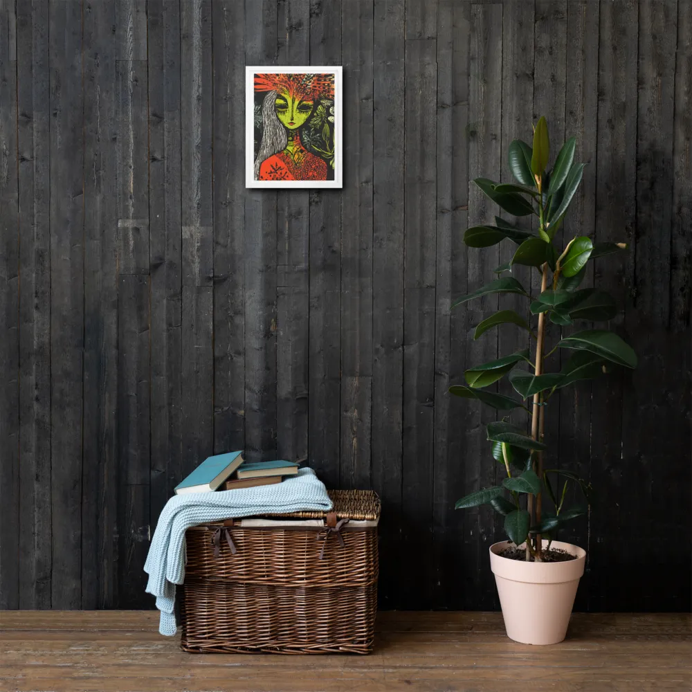 Mystical Flora: A Surreal Portrait | Canvas with White Frame | 9″×12″