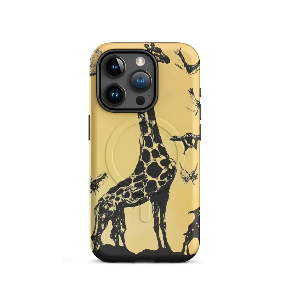 Whimsical Harmony of Giraffe and Birds