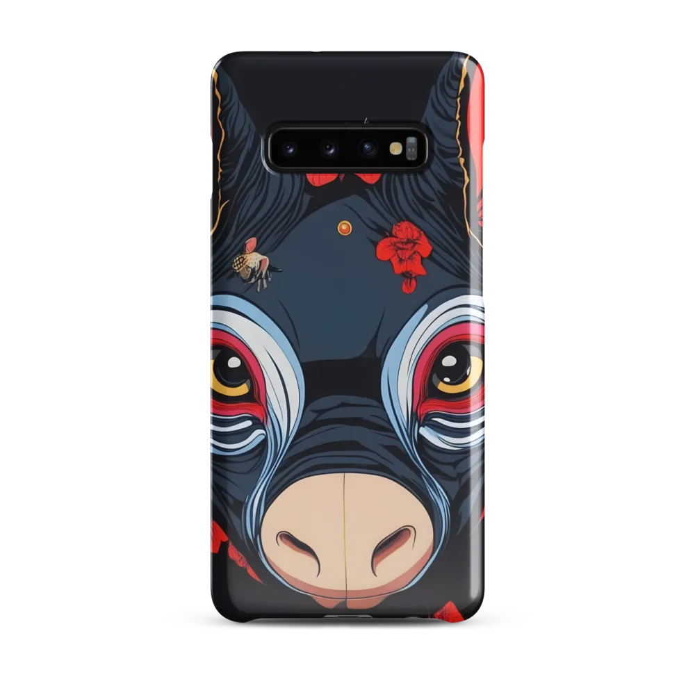 Mystical Bull with Floral Motifs | Phone Case |  S10 Plus | Snap Case | Glossy