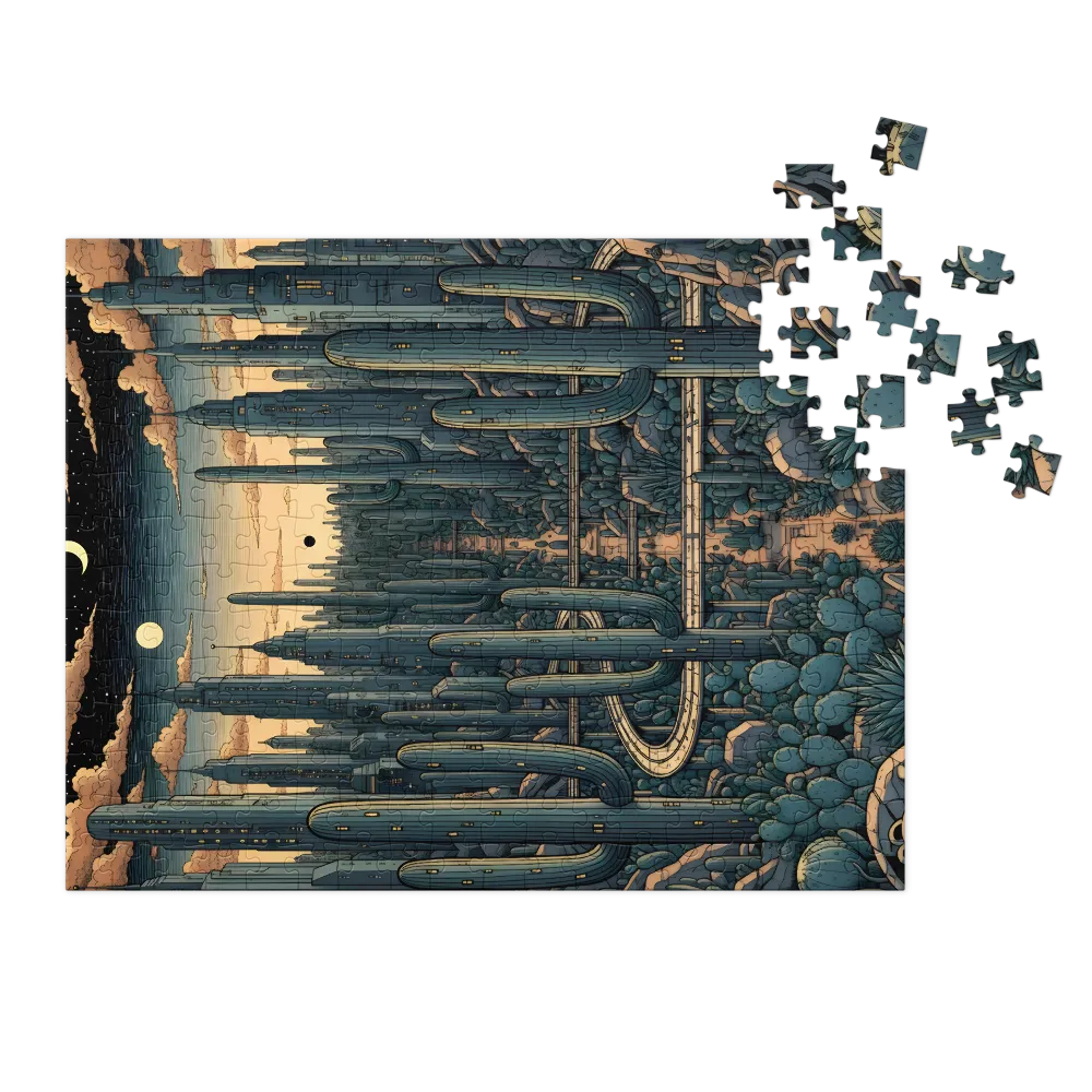 Cactus Metropolis 
 Jigsaw Puzzle in Tin Box
