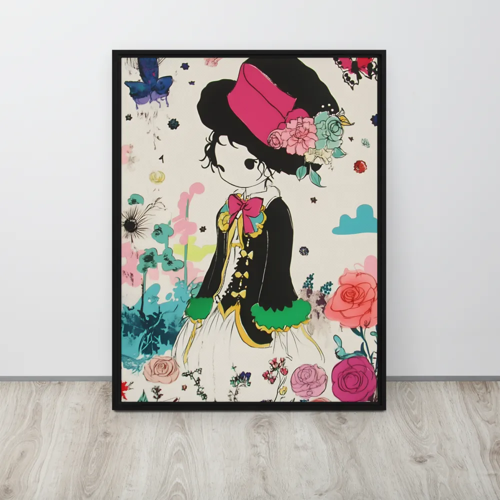 Whimsical Garden Reverie | Canvas with Black Frame | 24″×32″