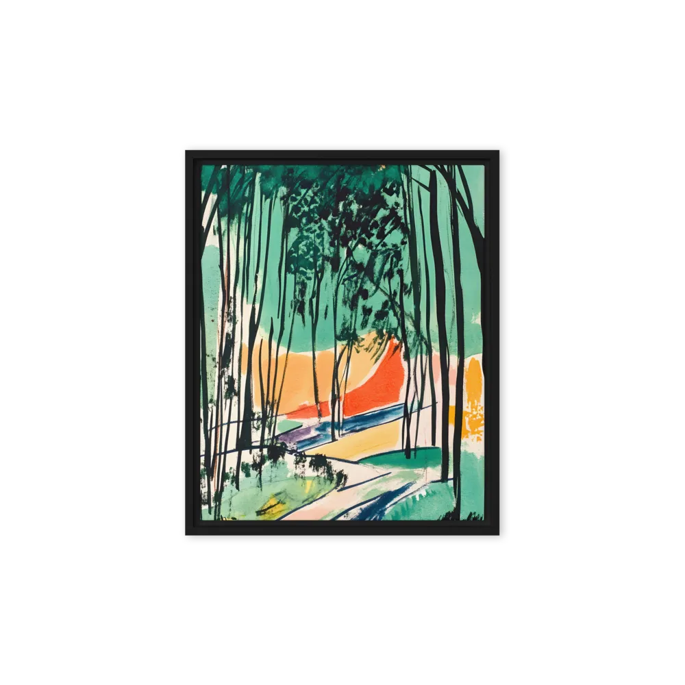 Winding Path Through the Forest | Canvas with Black Frame | 8″×10″