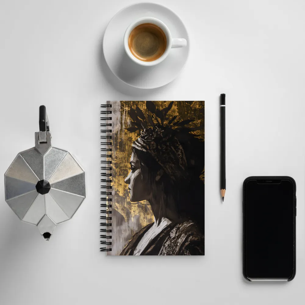 Golden Elegance: A Modern Profile Portrait | Spiral Notebook