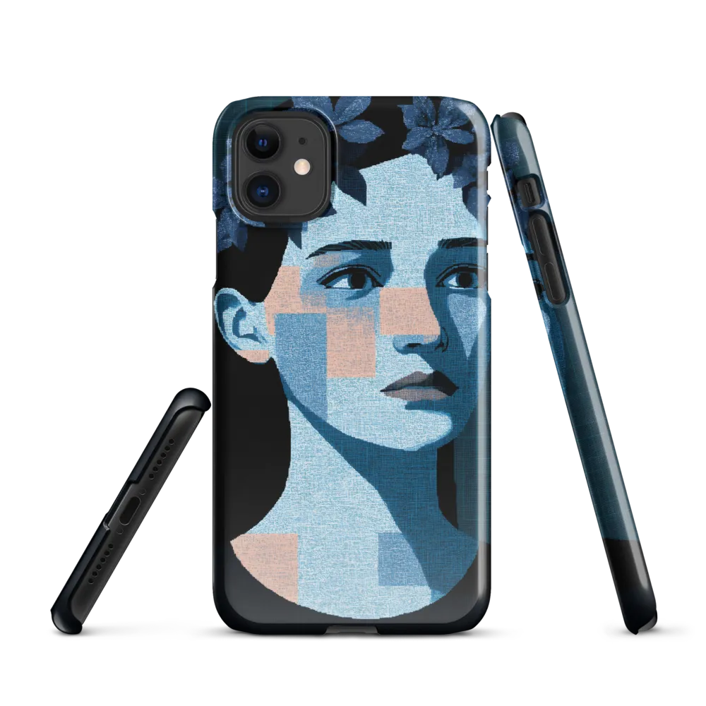 Grid-Wreathed Cyan Portrait