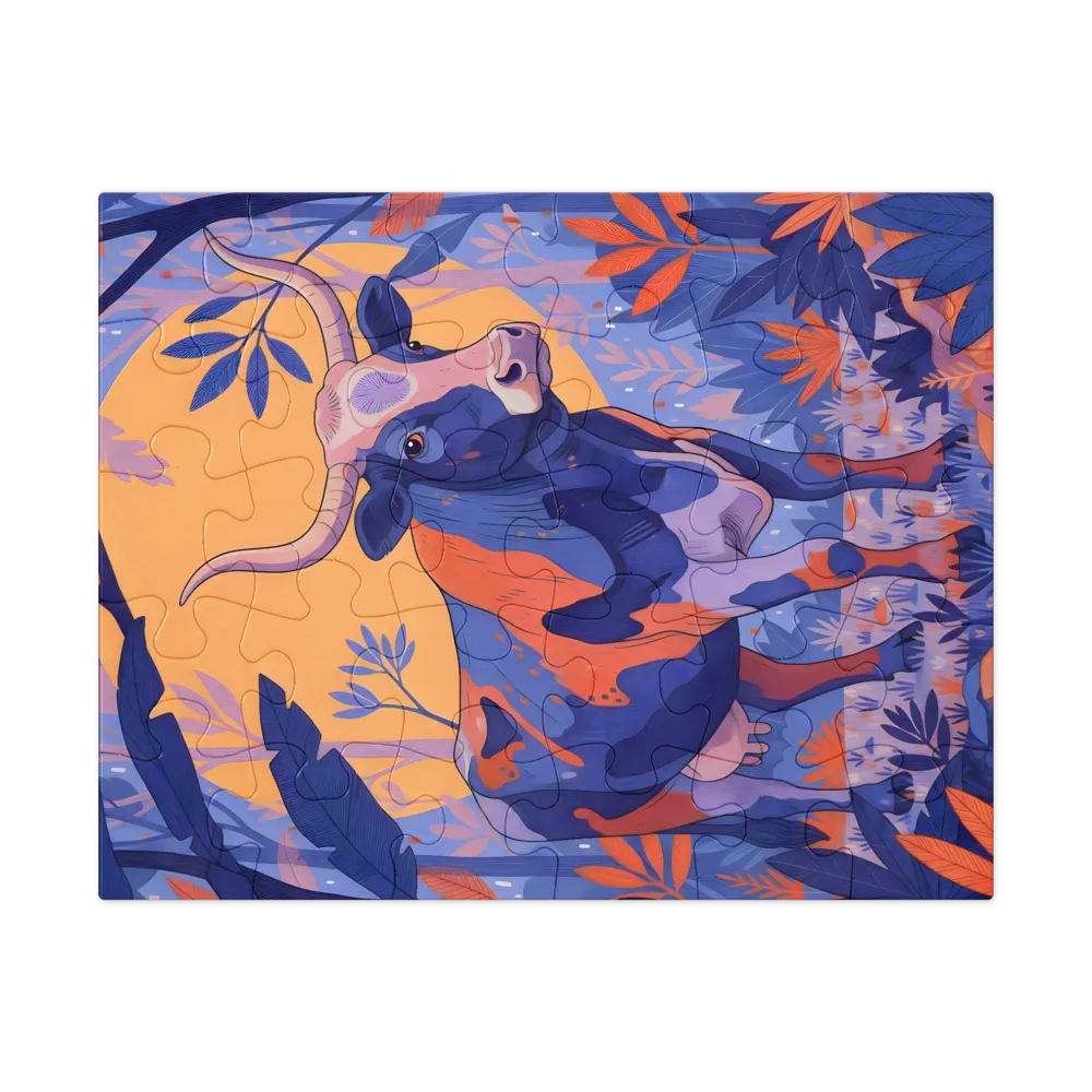 Moonlit Cow 
 Jigsaw Puzzle in Tin Box