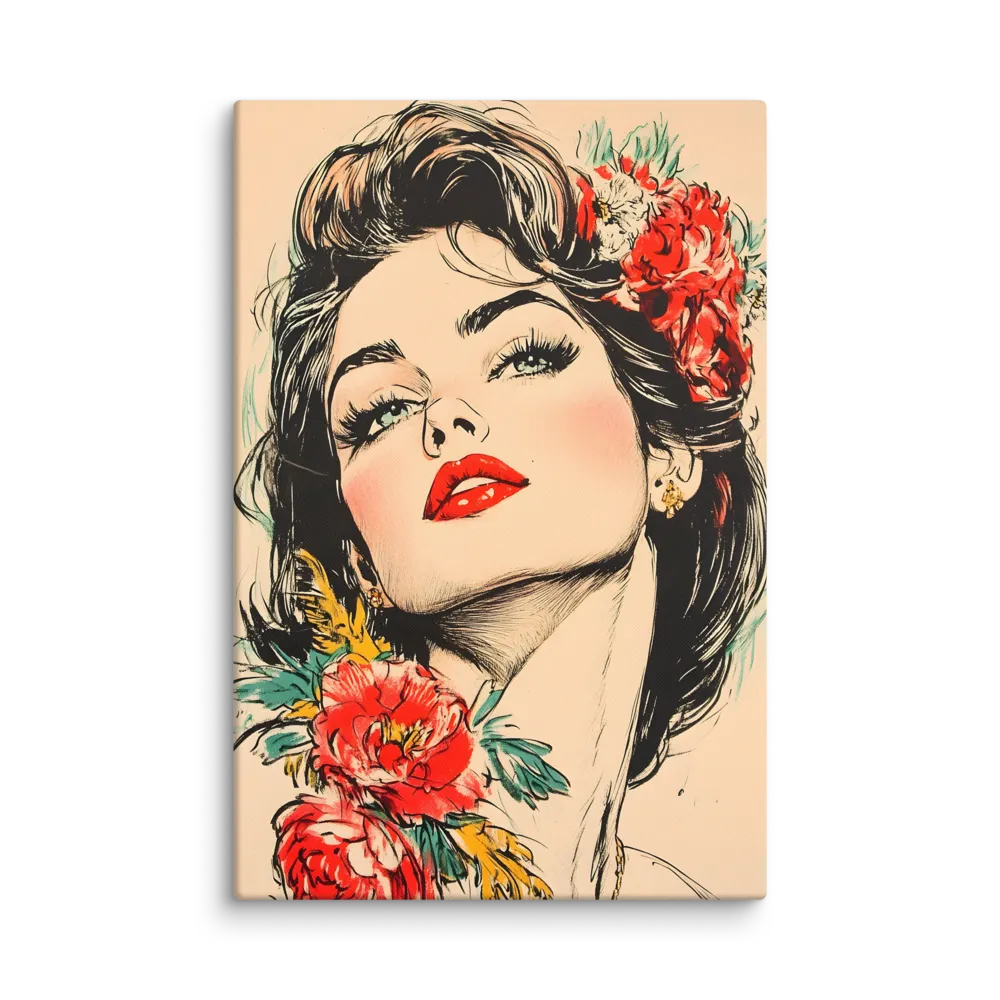 Radiance in Red: A Portrait of Elegance | Canvas | 32″×48″