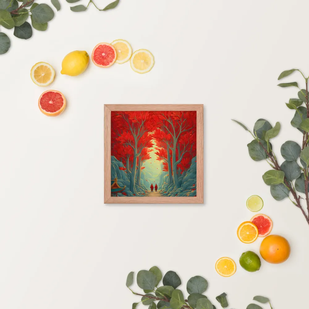 Crimson Grove 
 Poster with Red oak Frame | 10″x 10″