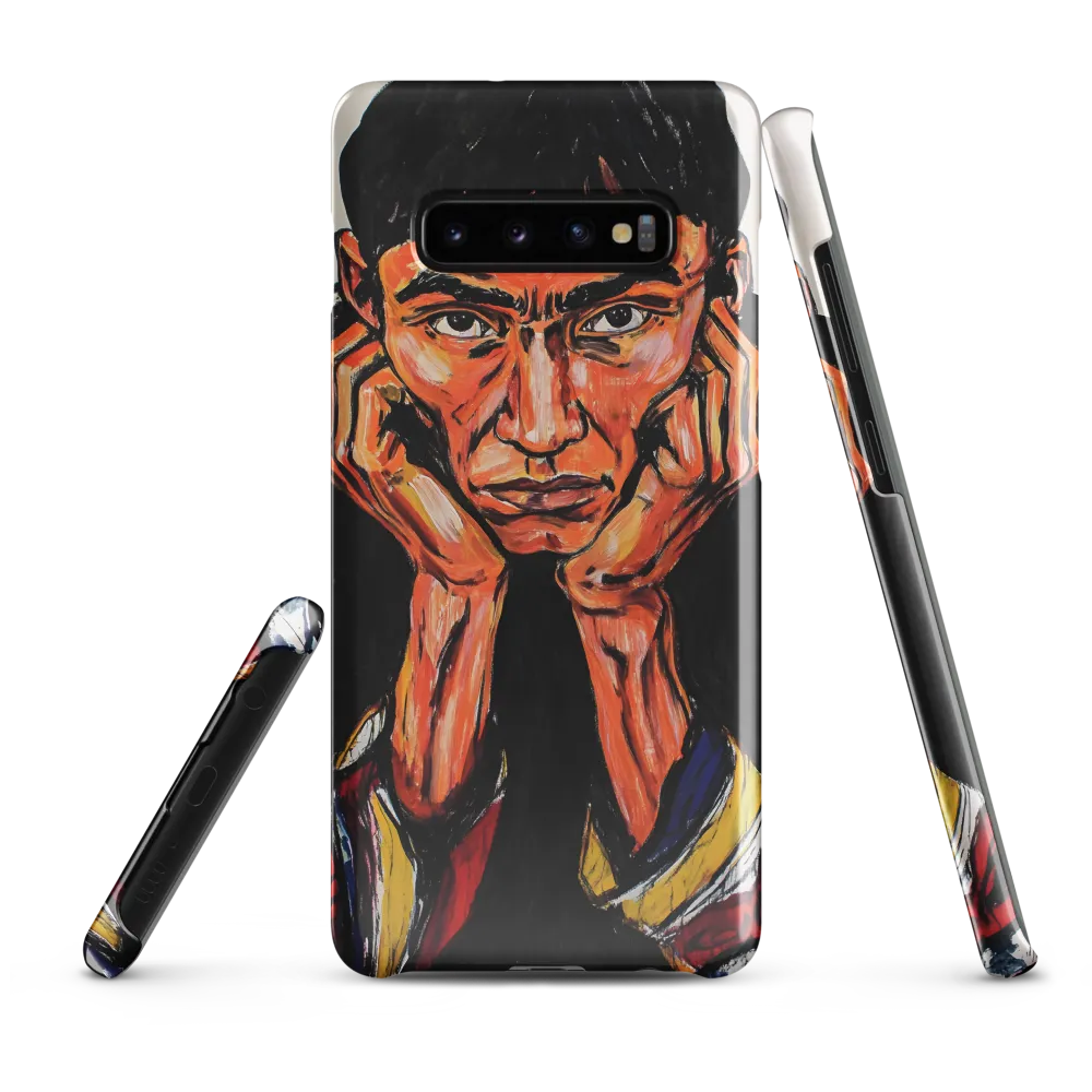 Contemplative Intensity: An Expressionist Portrait | Phone Case |  S10 Plus | Snap Case | Glossy