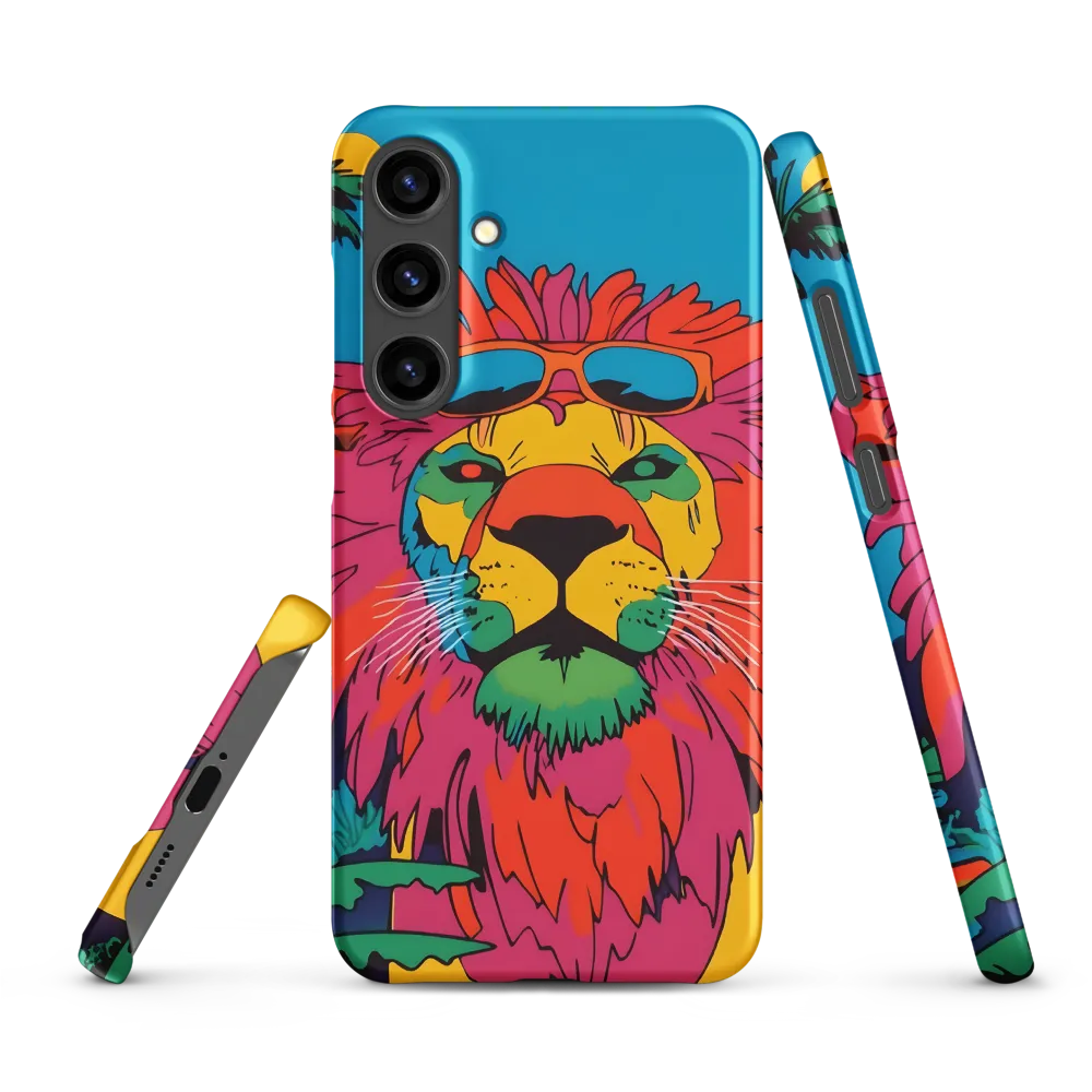 Lion with Sunglasses: A Vibrant Tropical Portrait