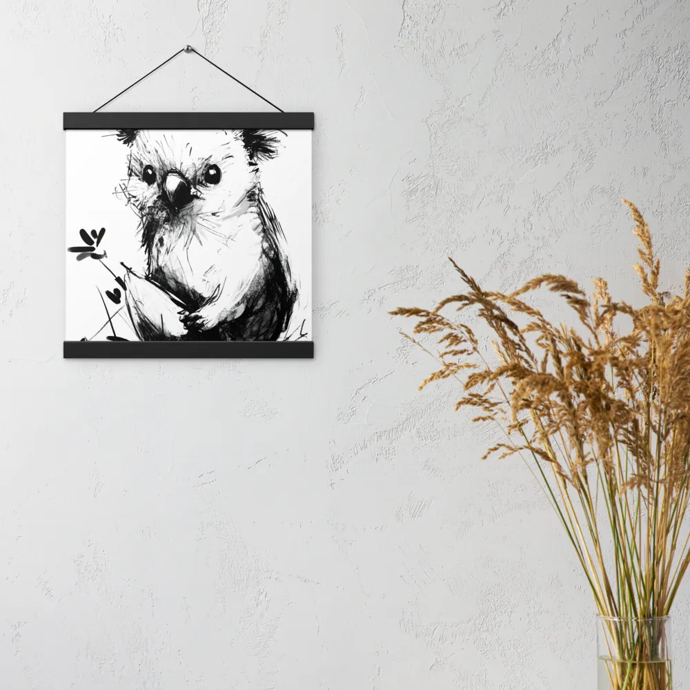 Whimsical Koala in Ink | Poster With Black Wood Hanger | 12″×12″