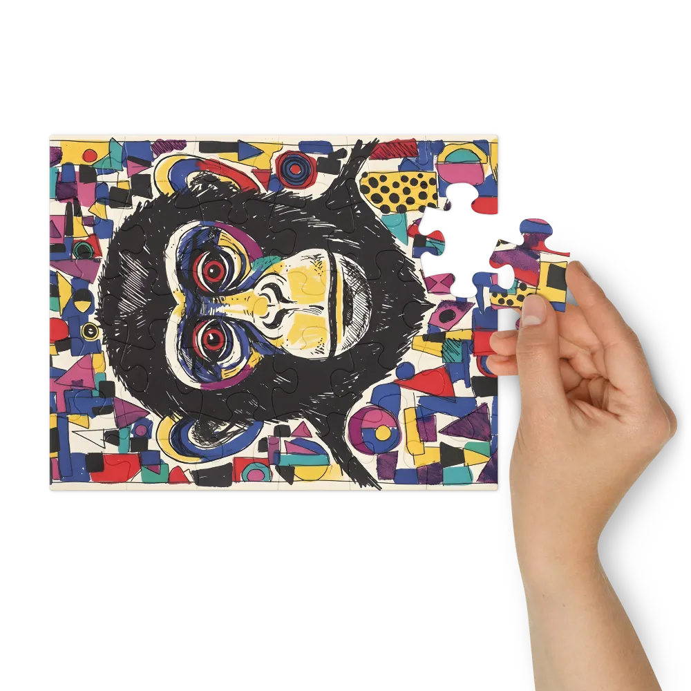 Colorful Chimp Portrait 
 Jigsaw Puzzle in Tin Box