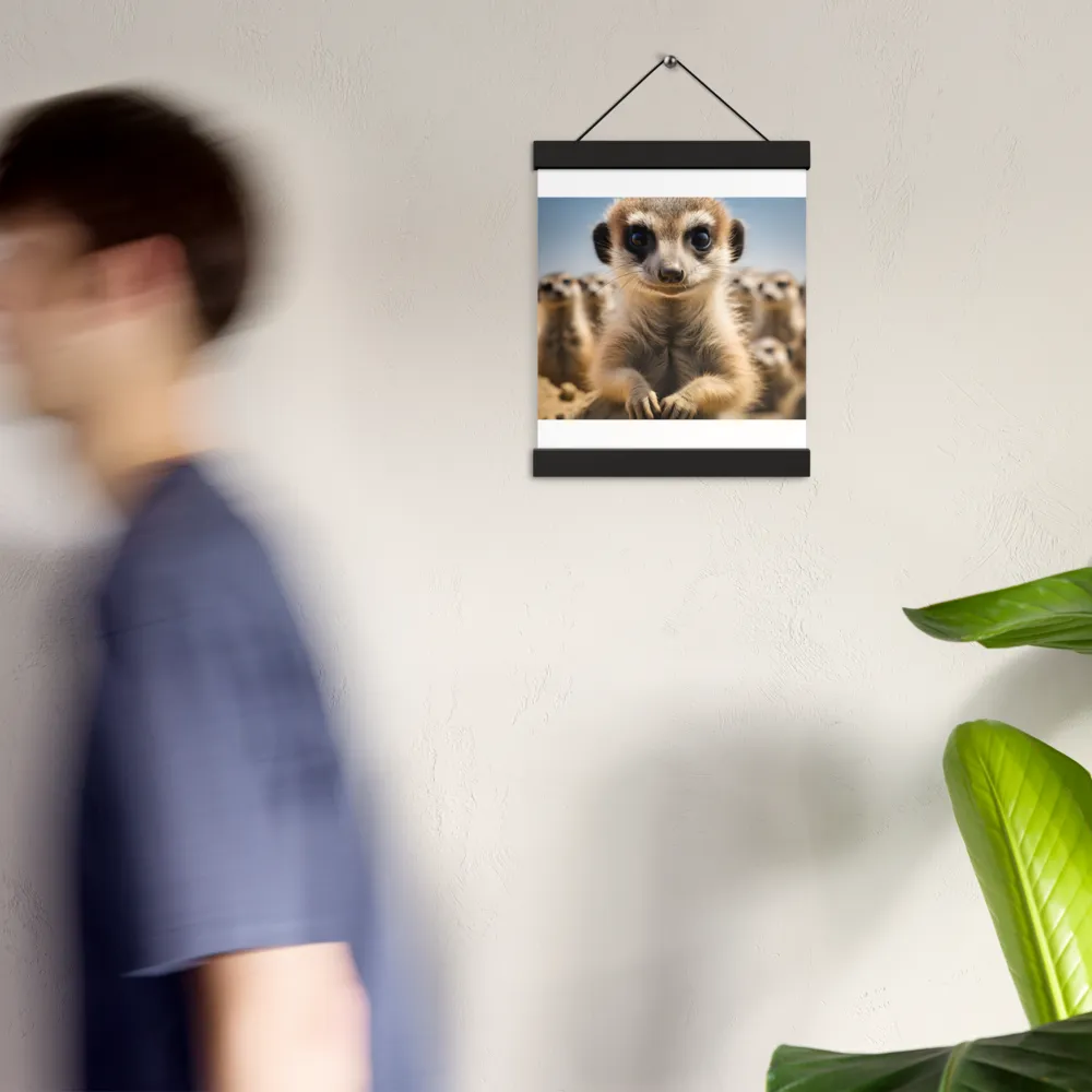 Curious Stance: The Meerkat's Gaze | Poster With Black Wood Hanger | 8″×10″
