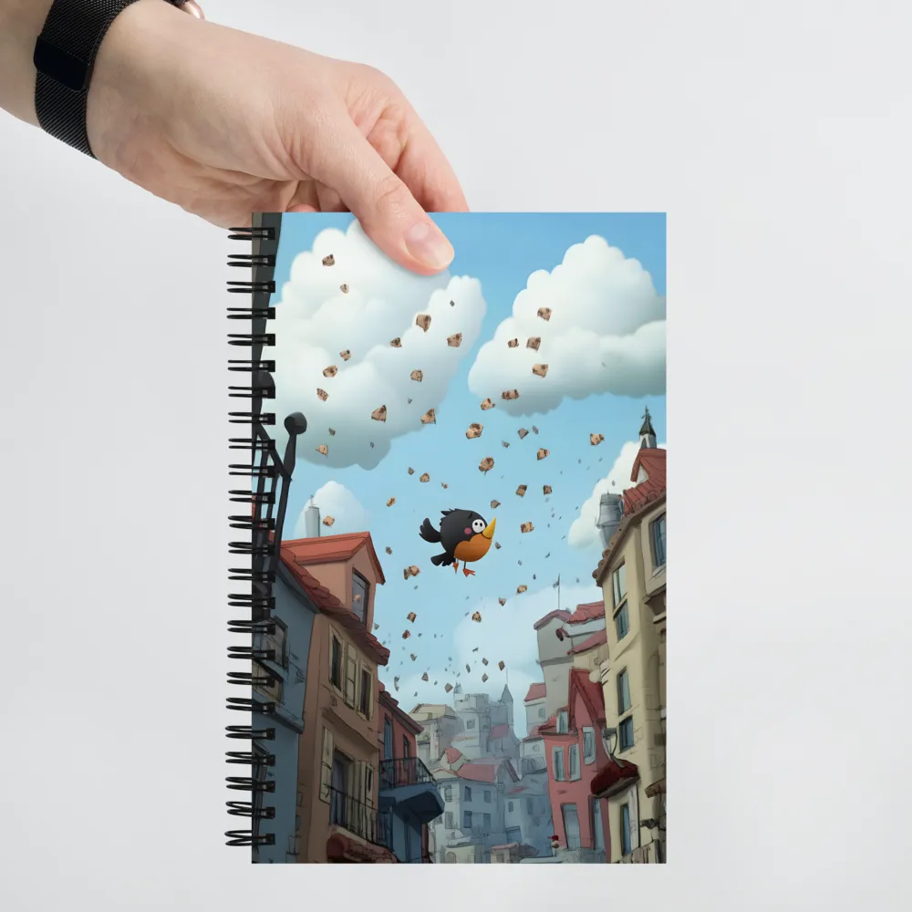 A Whimsical Flight Through Bread and Sky | Spiral Notebook