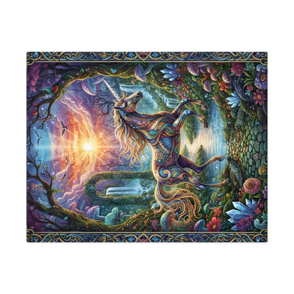 Sunlit Crystal Unicorn 
 Jigsaw Puzzle in Tin Box