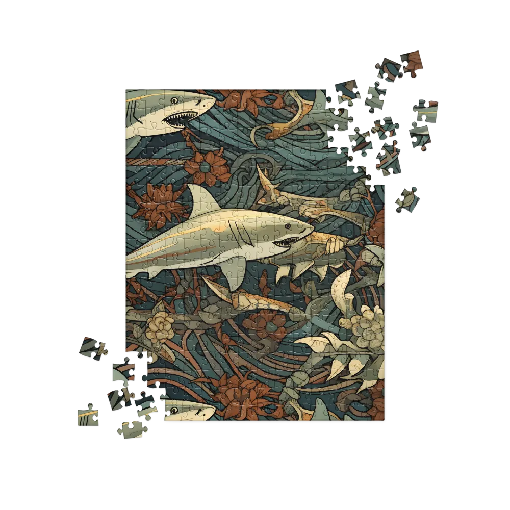 Dynamic Harmony of Sharks and Flora | Jigsaw Puzzle | 252/520 pieces