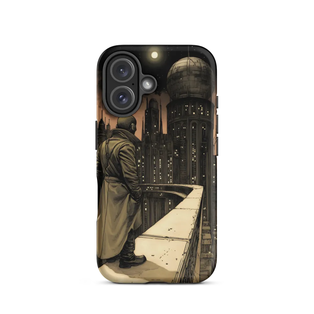 A Contemplative Gaze Over the Futuristic Metropolis | Phone Case |  16 | Tough Case | Matte