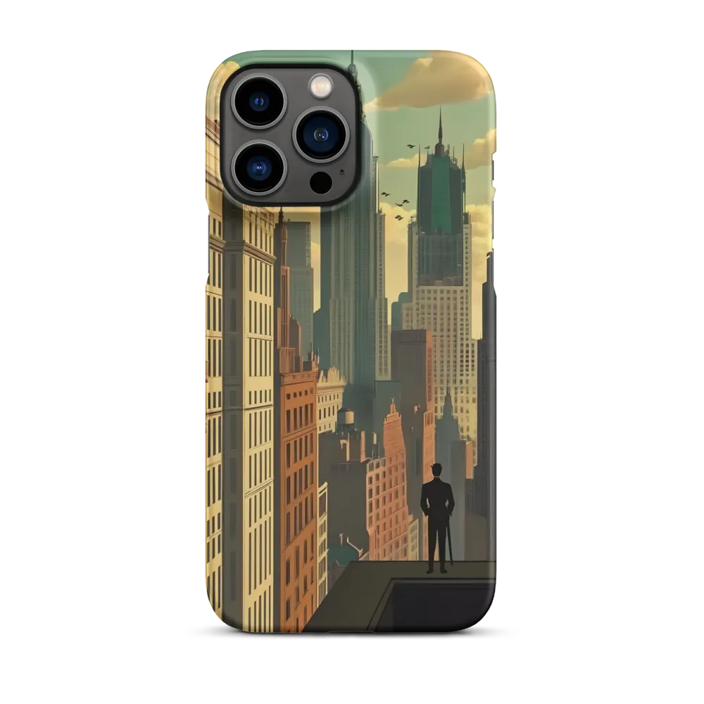 Urban Dreams: A Silhouette in Art Deco Cityscape