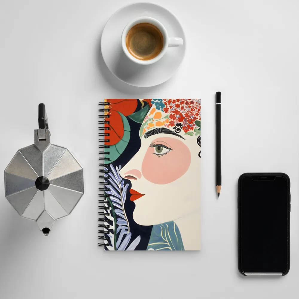 Floral Serenade: A Modern Portrait | Spiral Notebook