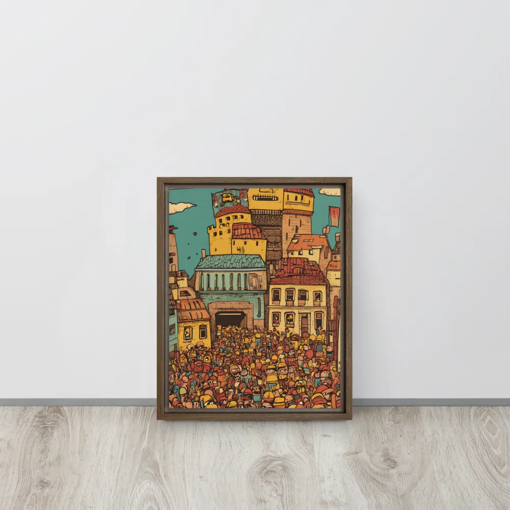 The Quirky City Gathering | Canvas with Brown Frame | 11″×14″