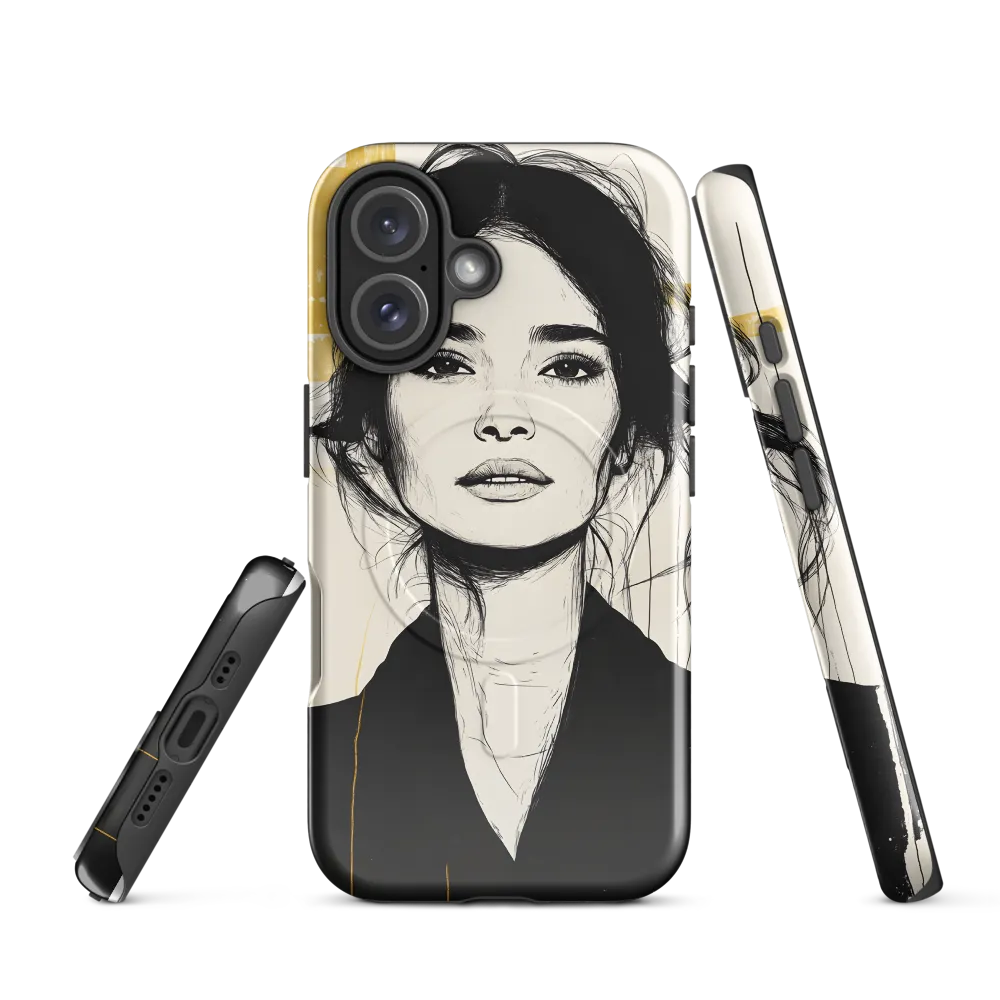 Ink Portrait with Mustard Accents
