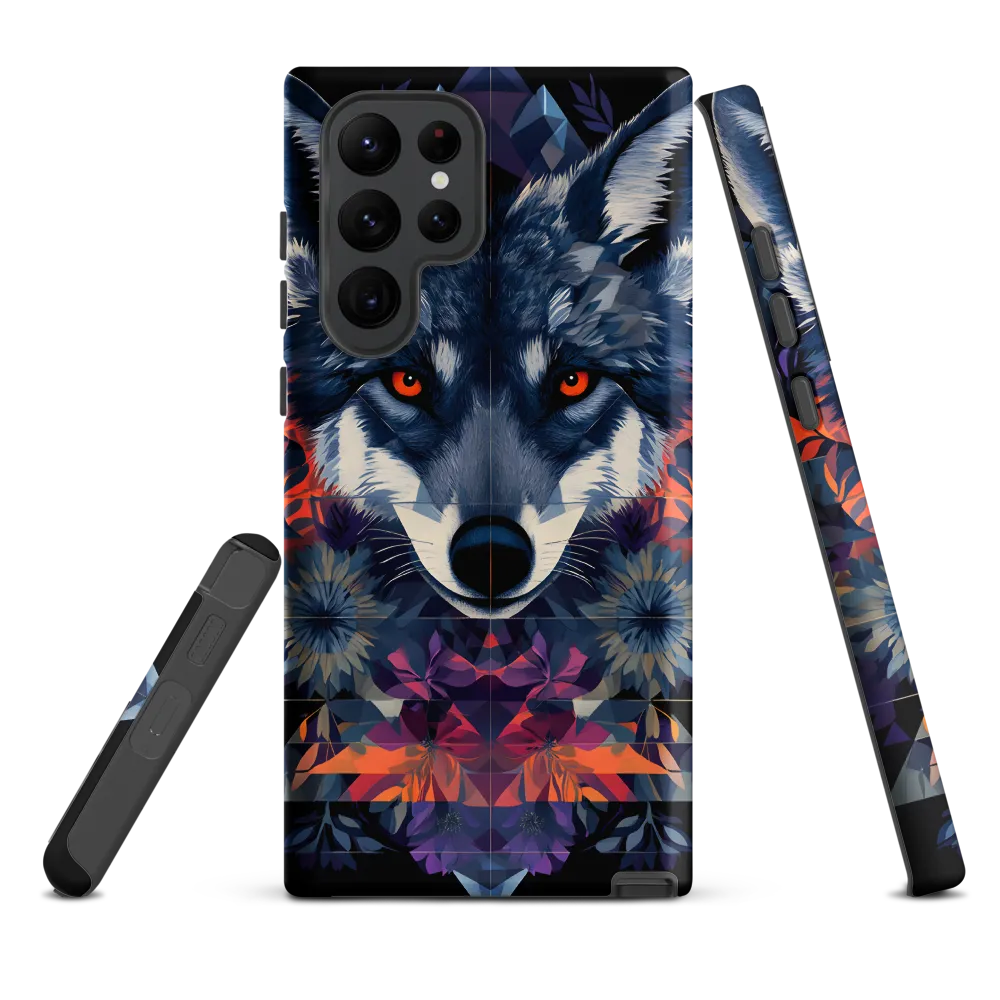 Mystical Wolf Amidst Floral Geometry