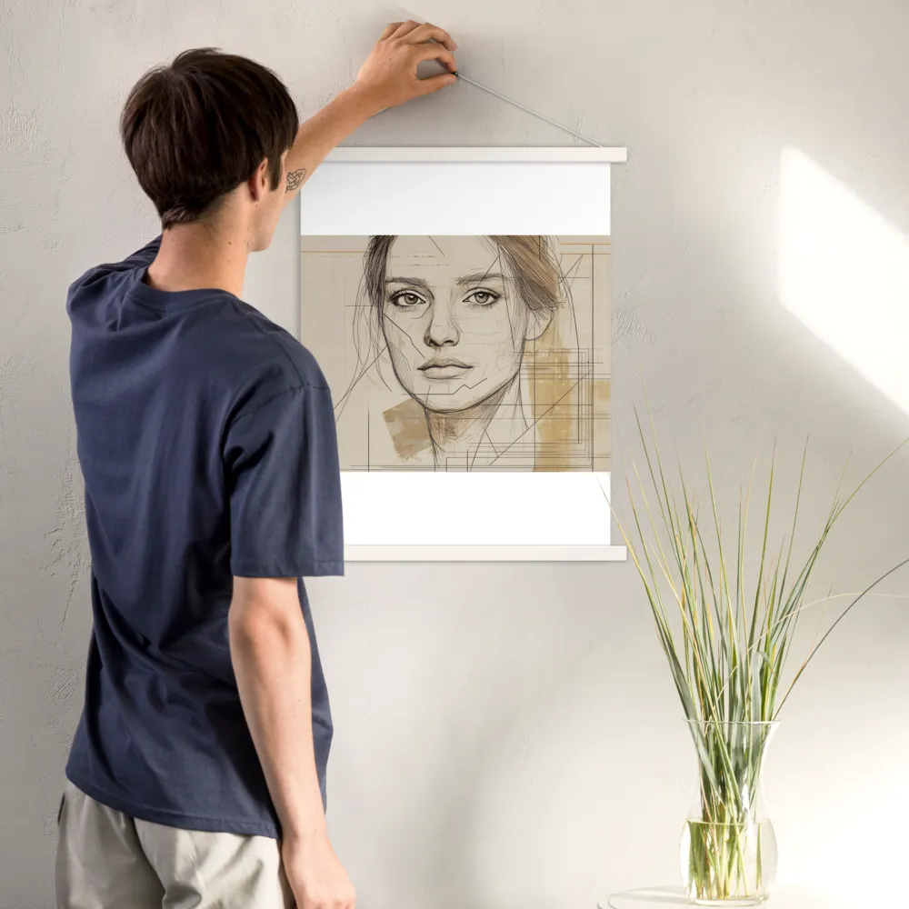 Geometric Elegance: A Modern Portrait | Poster With White Wood Hanger | 18″×24″