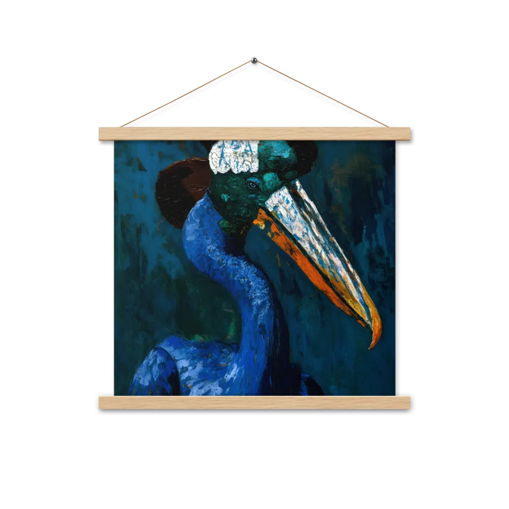 Majestic Absurdity: The Hat-Wearing Bird | Poster With Oak Wood Hanger | 18″×18″
