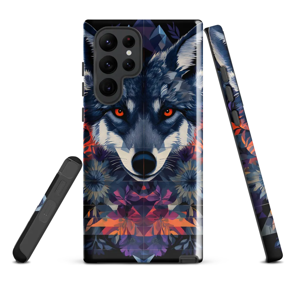 Mystical Wolf Amidst Floral Geometry