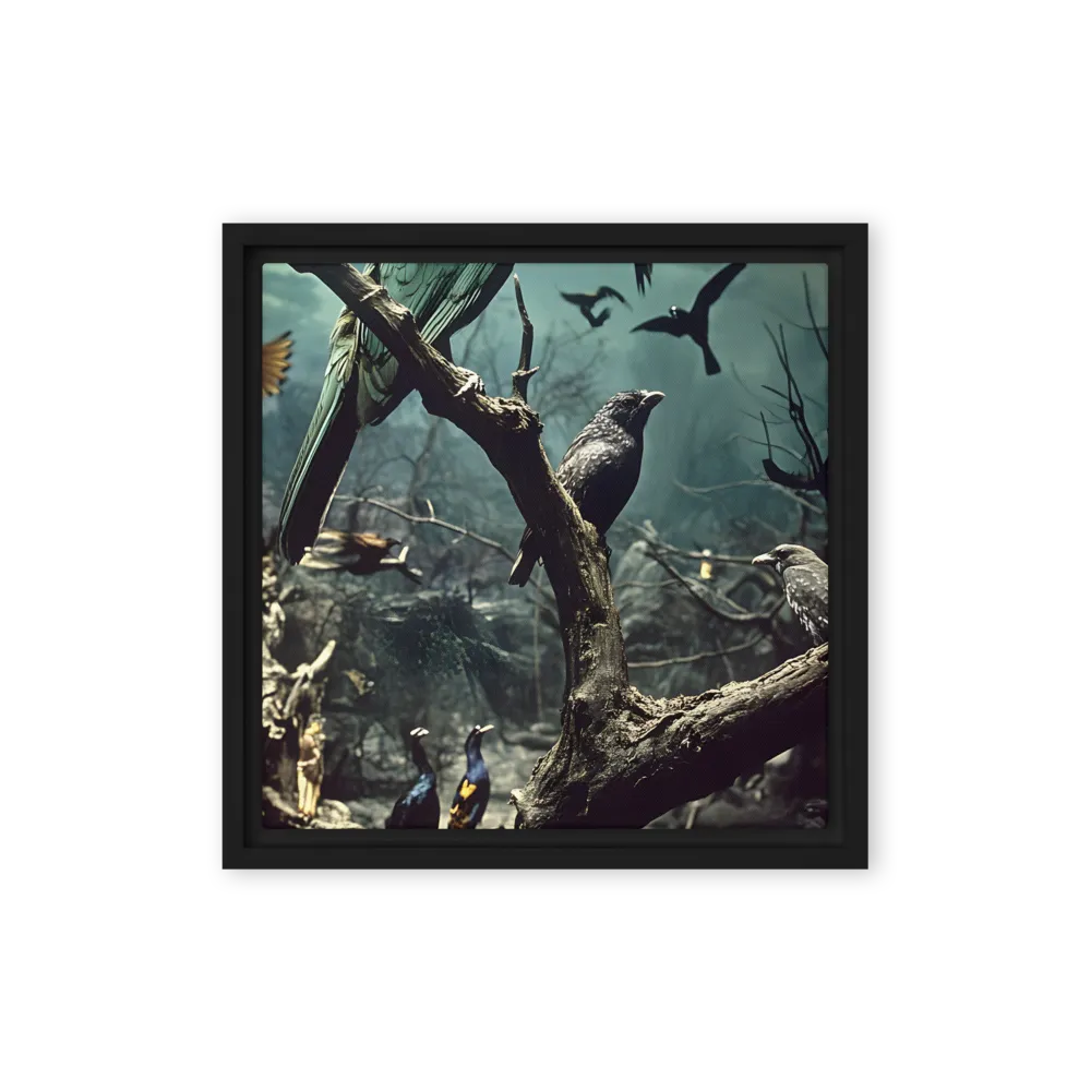 Whispers of the Avian Realm | Canvas with Black Frame | 12″×12″