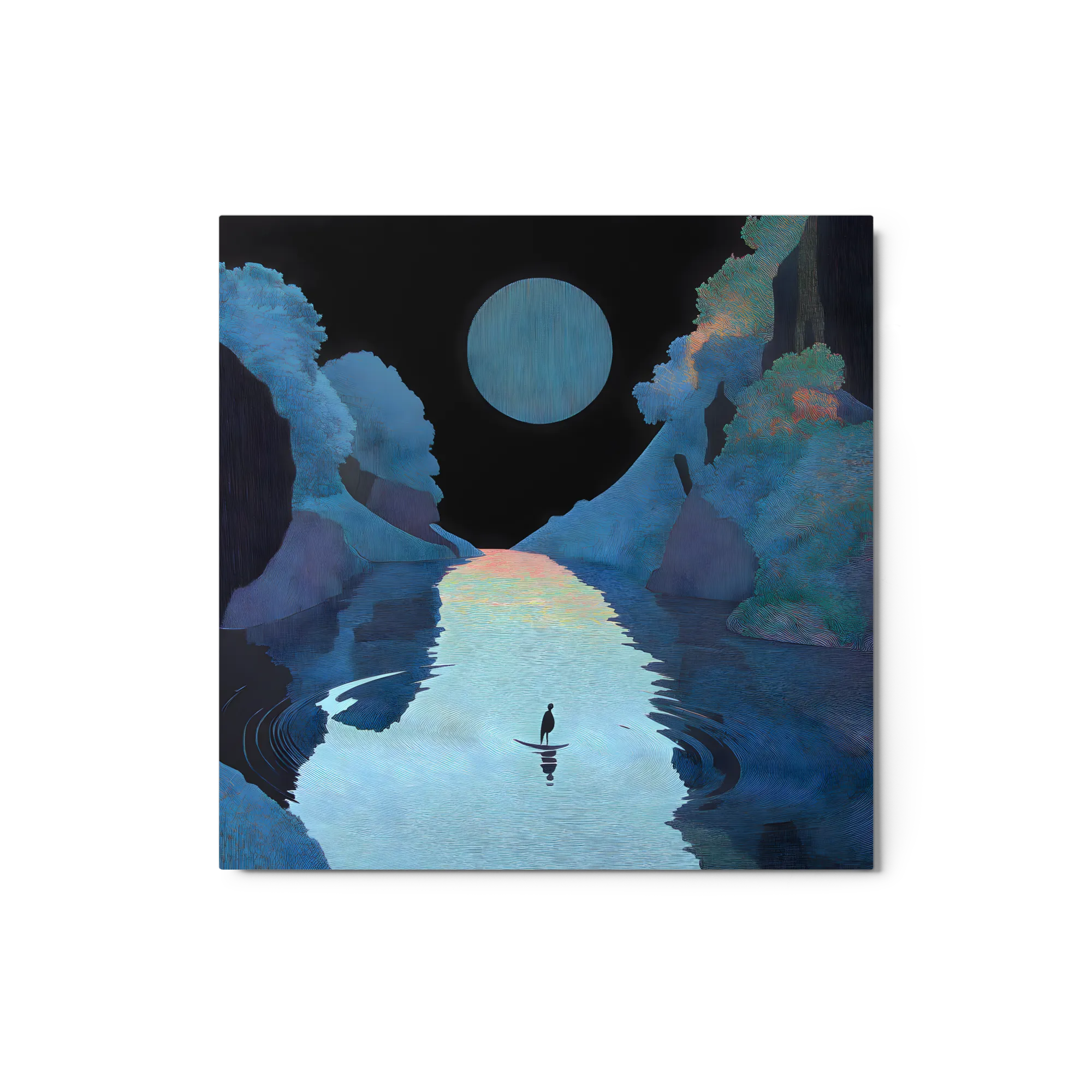 Lunar River Solitude 
 Metal Print | 12″x 12″