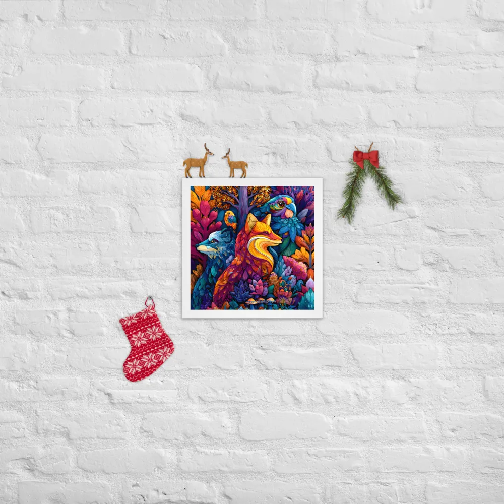 Chromatic Forest Trio 
 Poster with White Frame | 14″x 14″