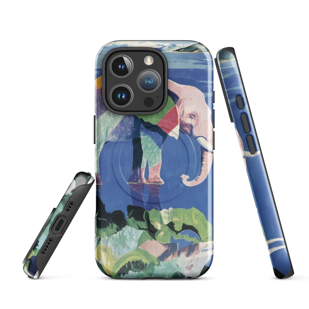 Serenity in Color: The Elephants of Reflection | Phone Case |  16 Pro | MagSafe® Tough Case | Glossy