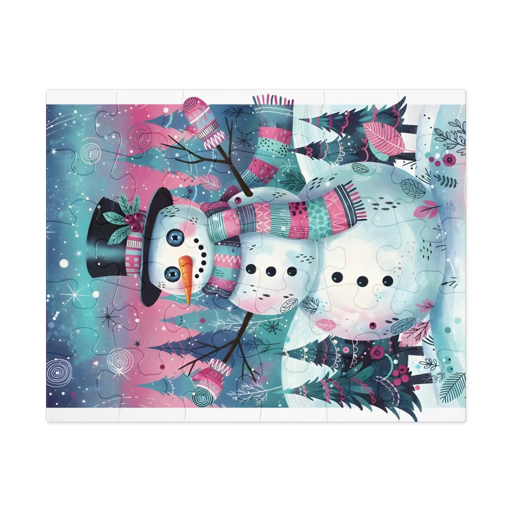 Starry Forest Snowman 
 Jigsaw Puzzle in Tin Box