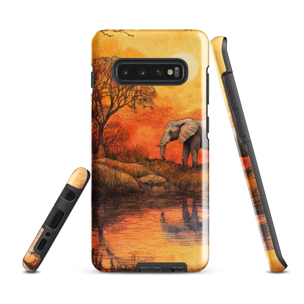 Elephant's Serenity at Dusk | Phone Case |  S10 Plus | Tough Case | Glossy