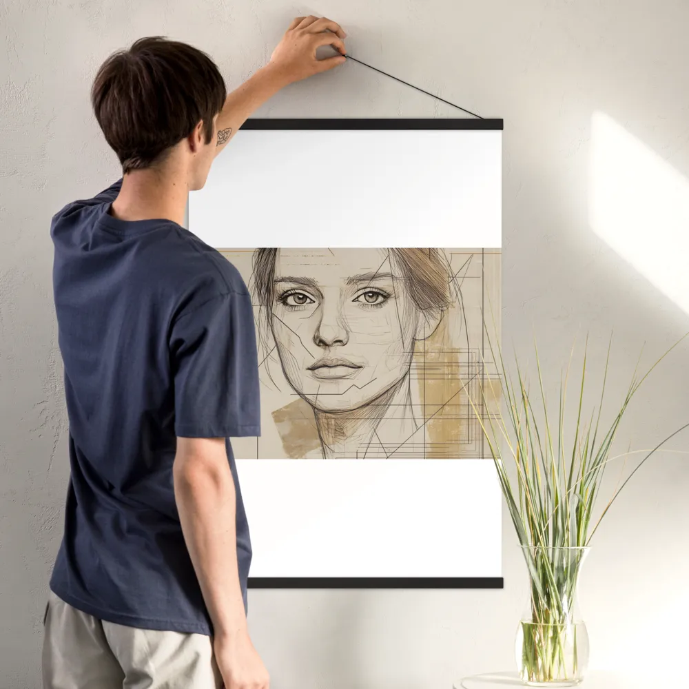 Geometric Elegance: A Modern Portrait | Poster With Black Wood Hanger | 24″×36″