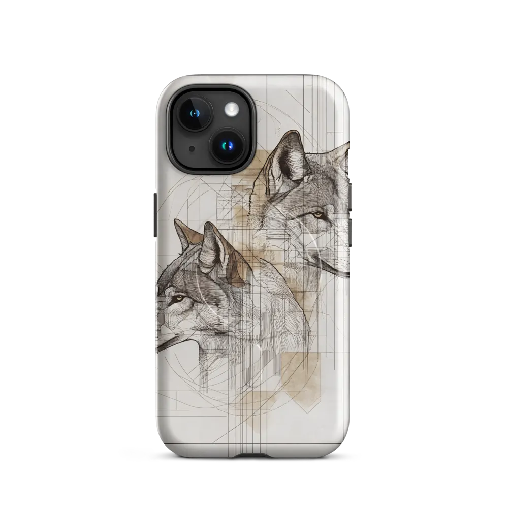 Geometric Harmony: The Essence of Wolves | Phone Case |  15 | MagSafe® Tough Case | Glossy