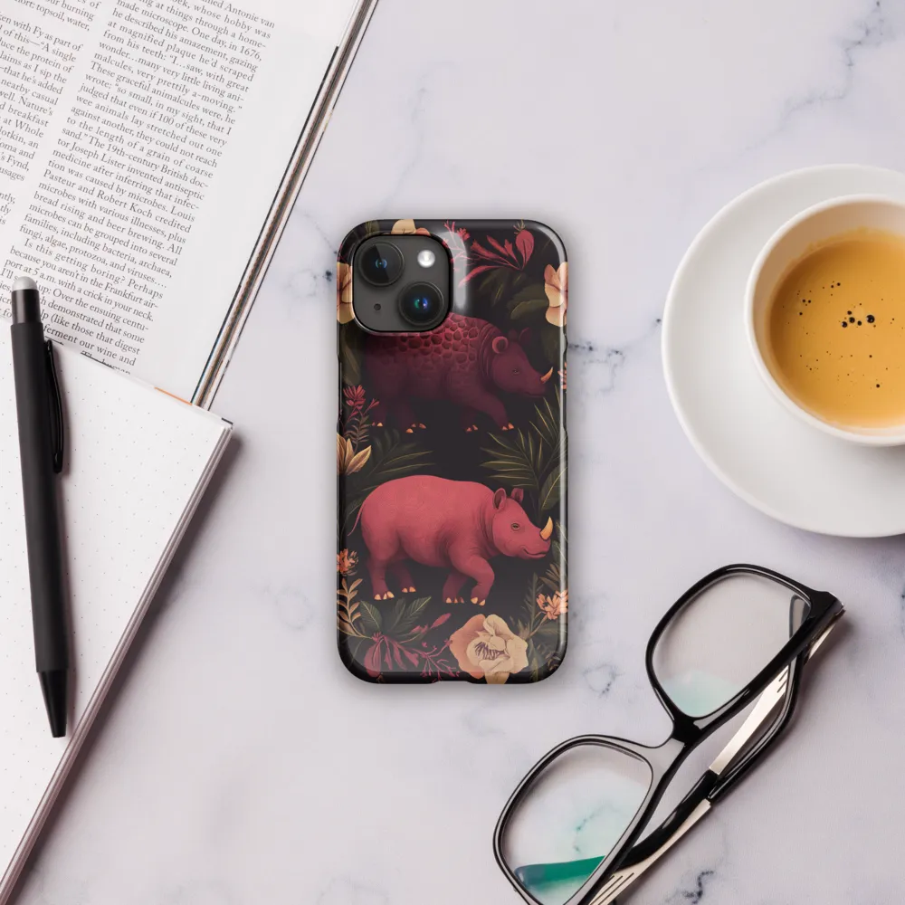 Rhinos in Floral Embrace