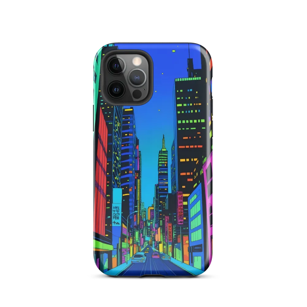 Neon Dreamscape: A Futuristic City at Dusk | Phone Case |  12 Pro | Tough Case | Glossy