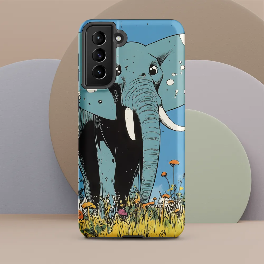 Whimsical Blue Elephant in Bloom