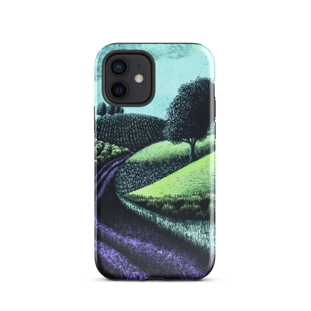 Winding Serenity: A Modern Landscape | Phone Case |  12 | Tough Case | Glossy
