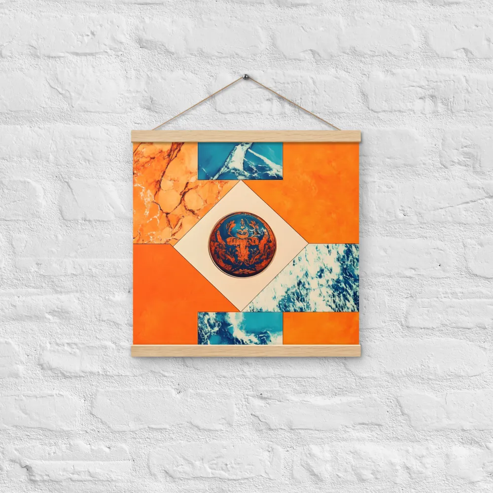 Harmonious Encounters: Abstract Geometry | Poster With Oak Wood Hanger | 16″×16″