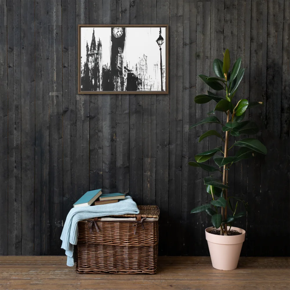 Clock Tower in Motion | Canvas with Brown Frame | 18″×24″