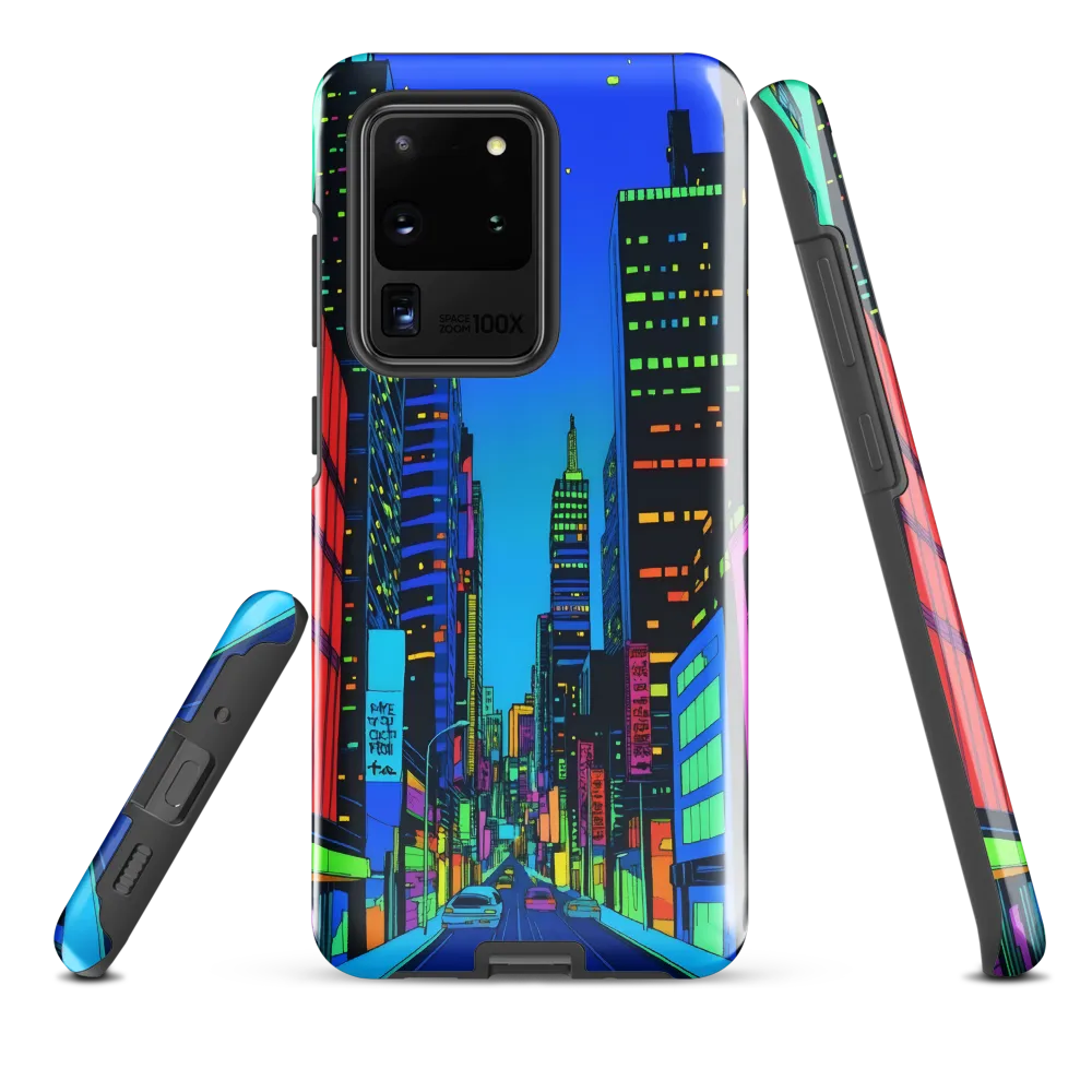 Neon Dreamscape: A Futuristic City at Dusk | Phone Case |  S20 Ultra | Tough Case | Glossy