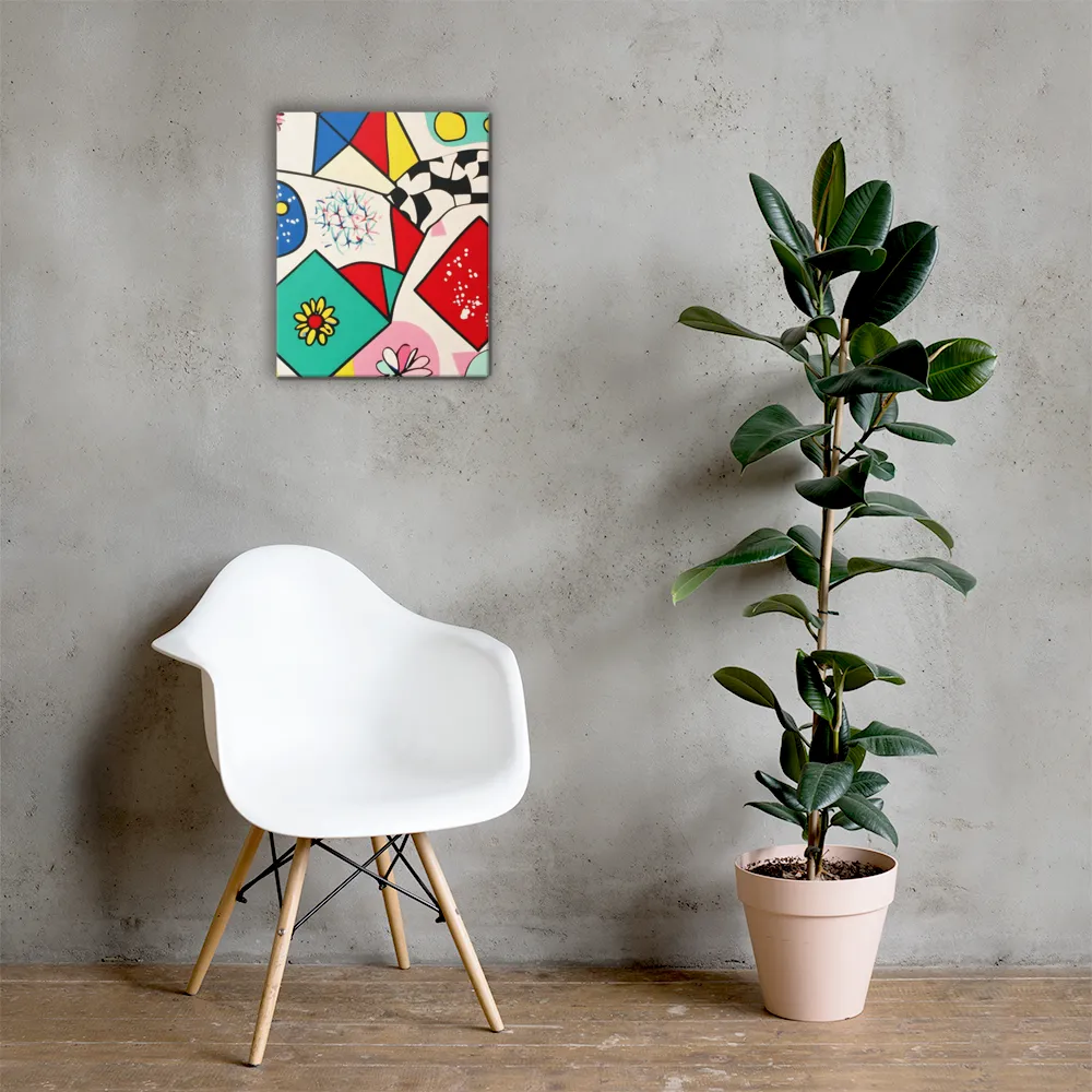 Joyful Geometry: A Playful Dance of Shapes and Colors | Canvas | 16″×20″