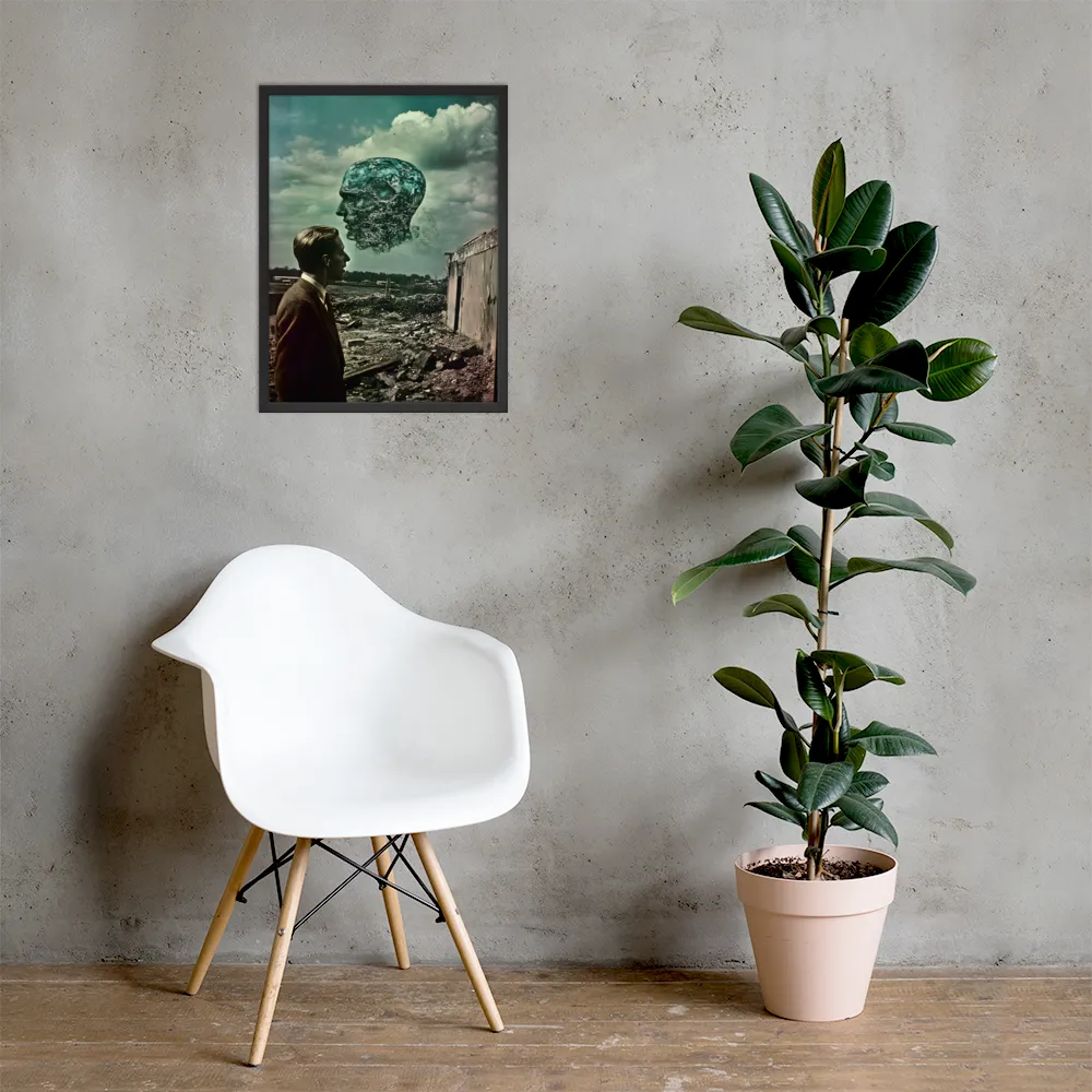 Ethereal Reflections: Identity in a Fragmented World | Poster with Black Frame | 18″×24″