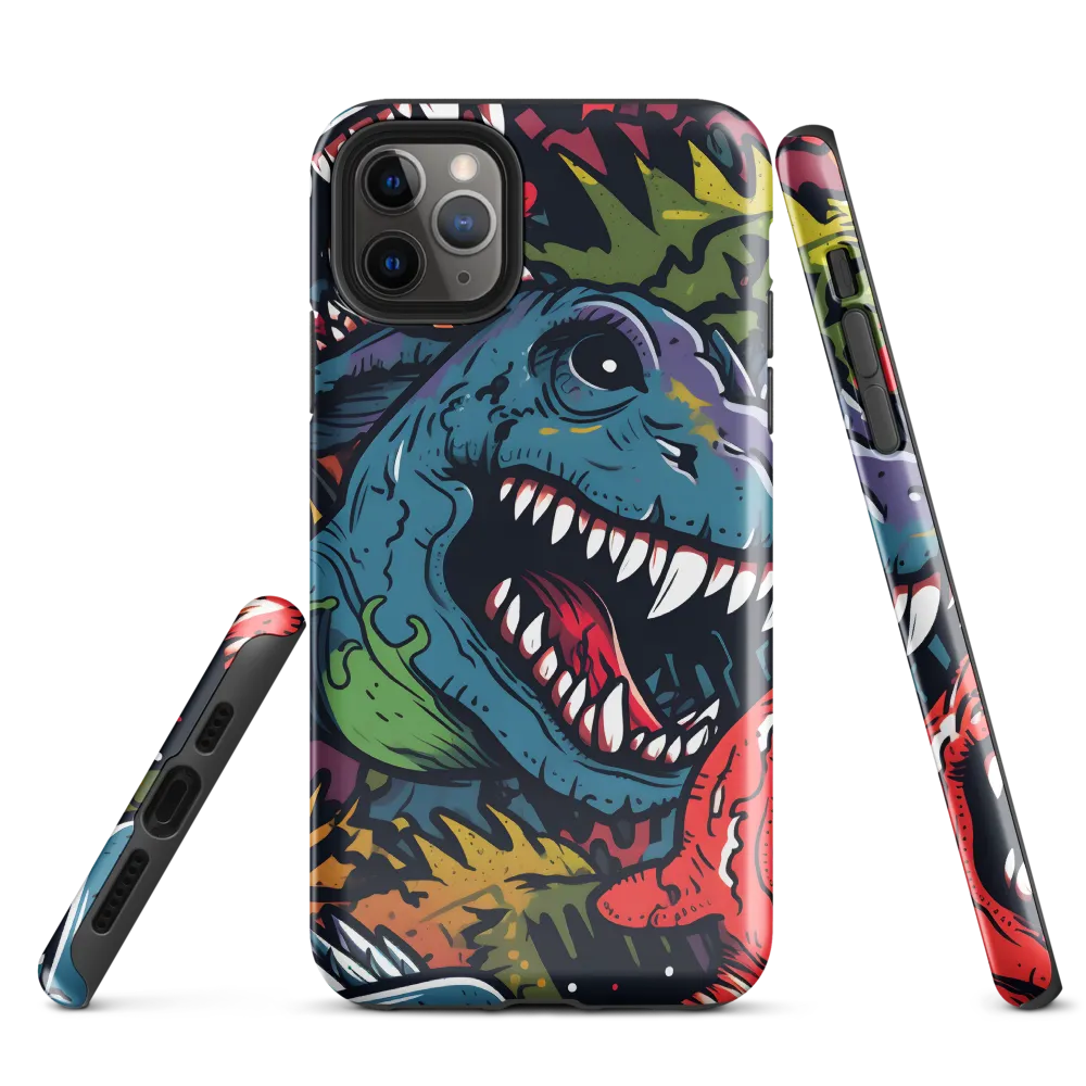 Dino Mania: A Colorful Frenzy | Phone Case |  11 Pro Max | Tough Case | Glossy