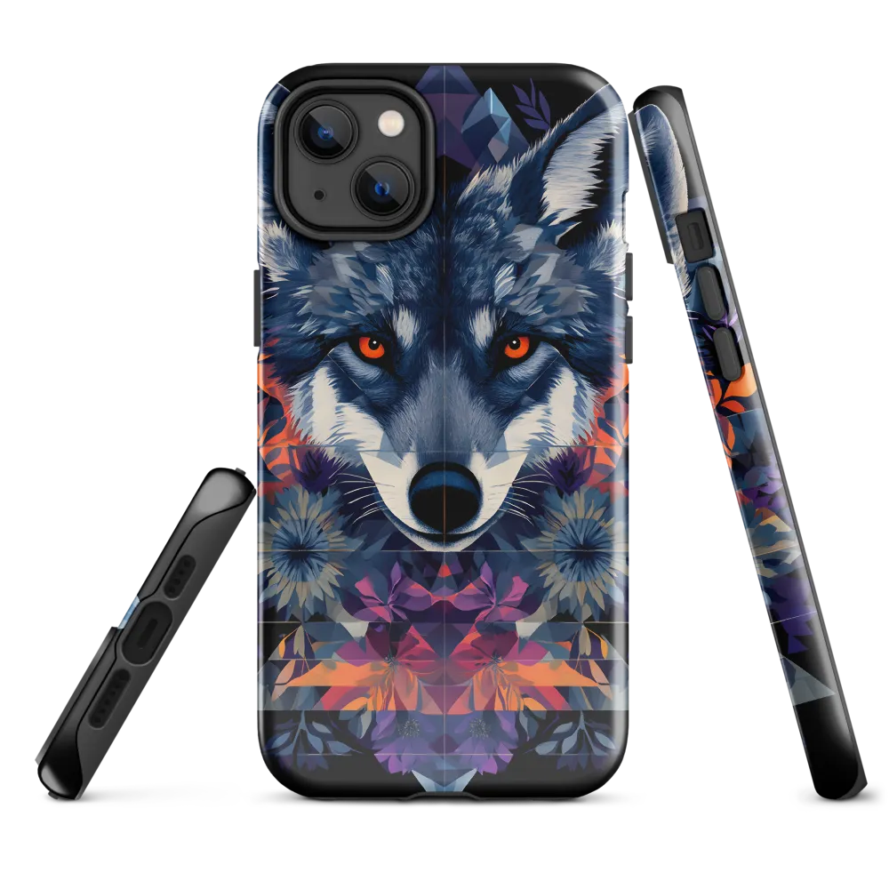 Mystical Wolf Amidst Floral Geometry